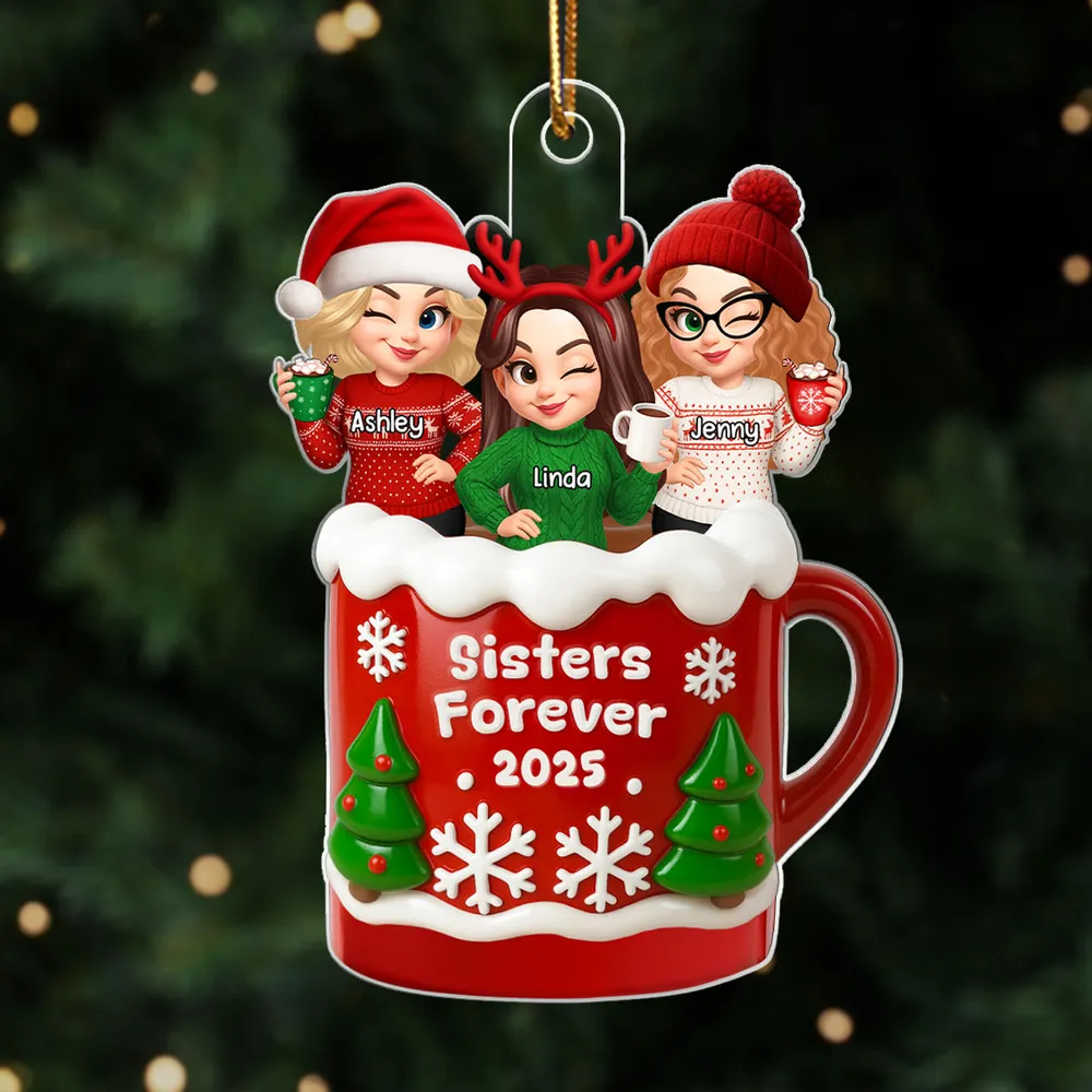 Acrylic Ornament with Besties Forever Christmas Theme, High Clarity, Perfect Gift for Friends - Image 4
