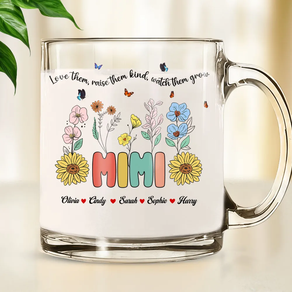 Glass Mug with Grandma Floral Theme, High Clarity, Heartwarming Gift for Grandmother - Image 4