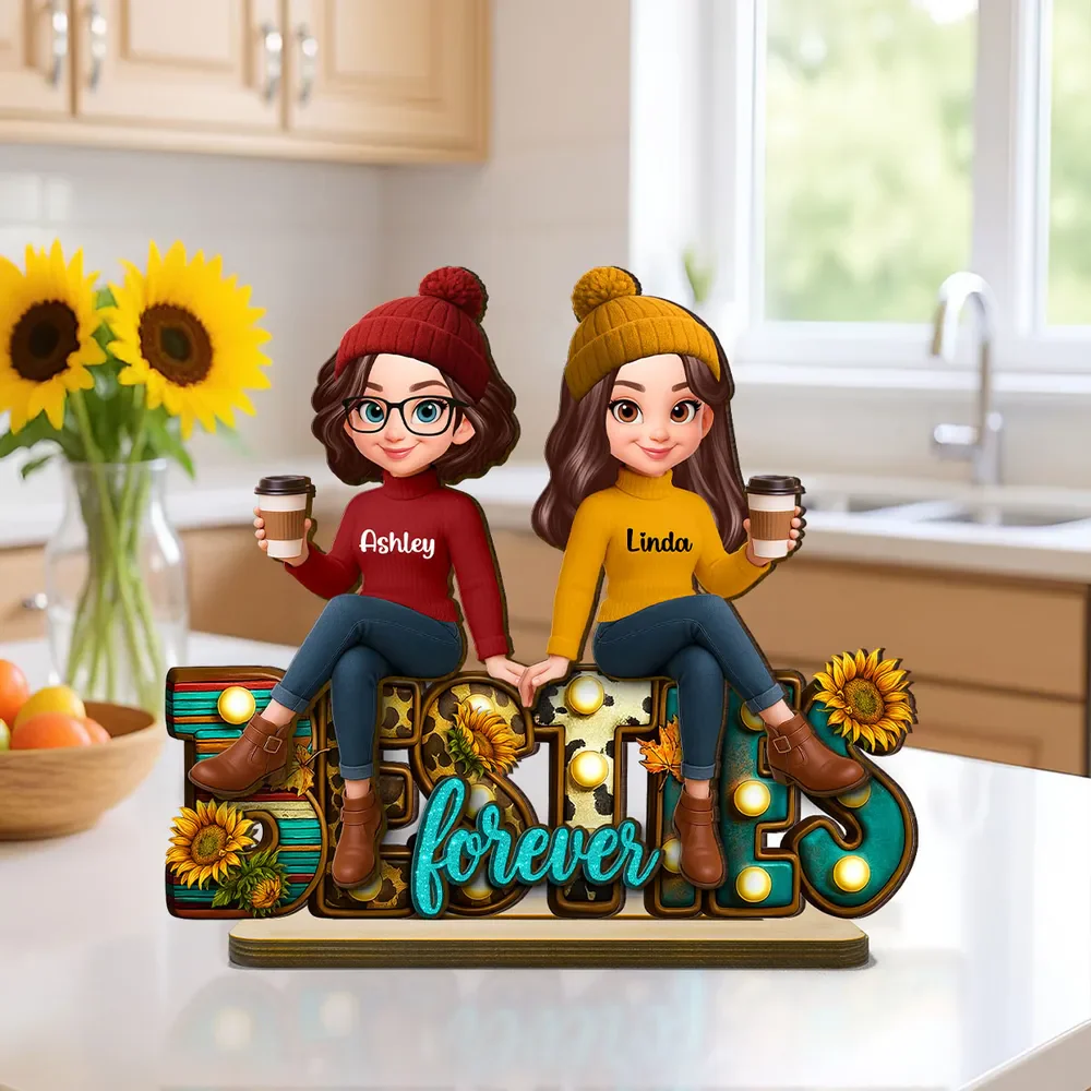 Besties Forever Wooden Plaque, Sunflower Accent Design, Friendship Gift for Her - Image 7