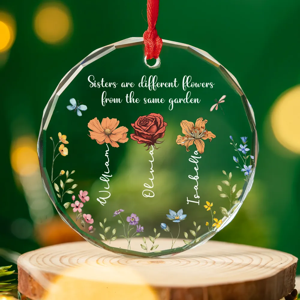 Personalized Crystal Ornament with Garden Theme, Gift for Sisters and Friends - Image 2