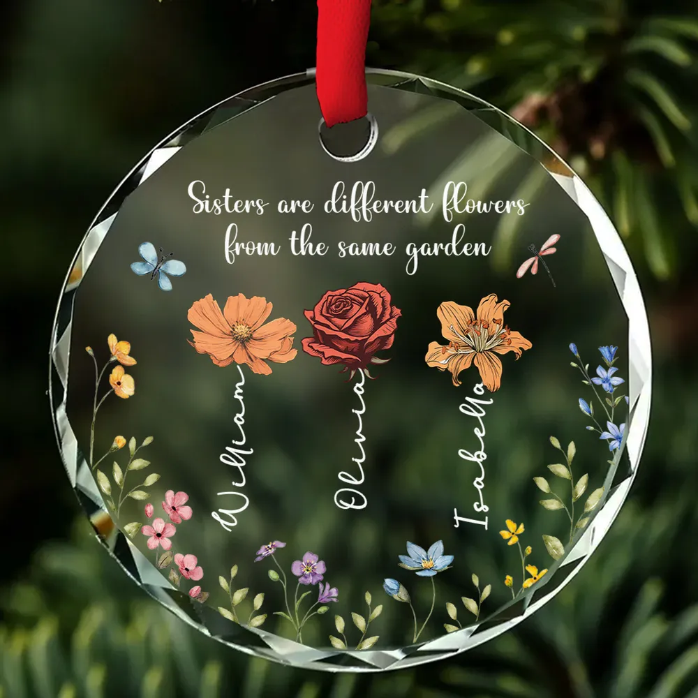 Personalized Crystal Ornament with Garden Theme, Gift for Sisters and Friends - Image 3