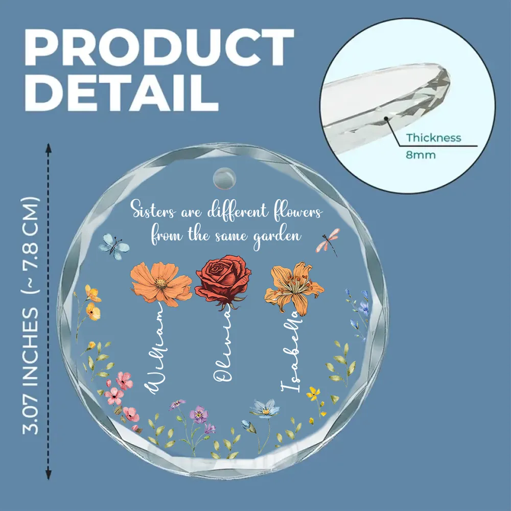 Personalized Crystal Ornament with Garden Theme, Gift for Sisters and Friends - Image 4
