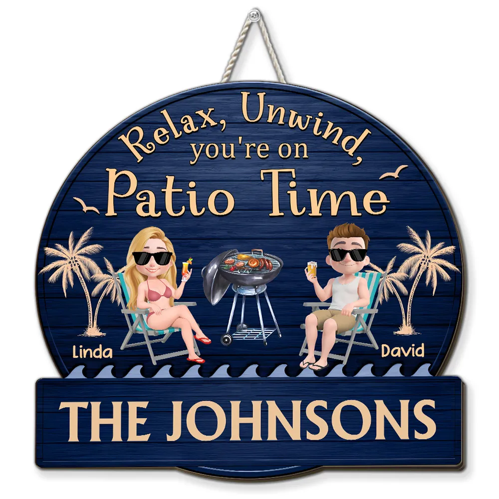 Personalized Wooden Patio Sign, Relax and Unwind Theme, Family Gift - Image 2