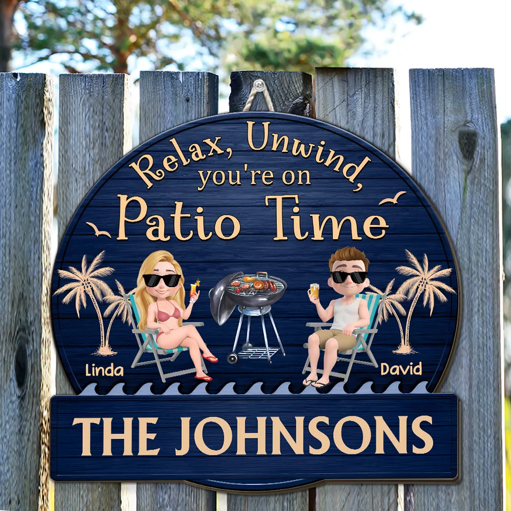 Personalized Wooden Patio Sign, Relax and Unwind Theme, Family Gift - Image 5