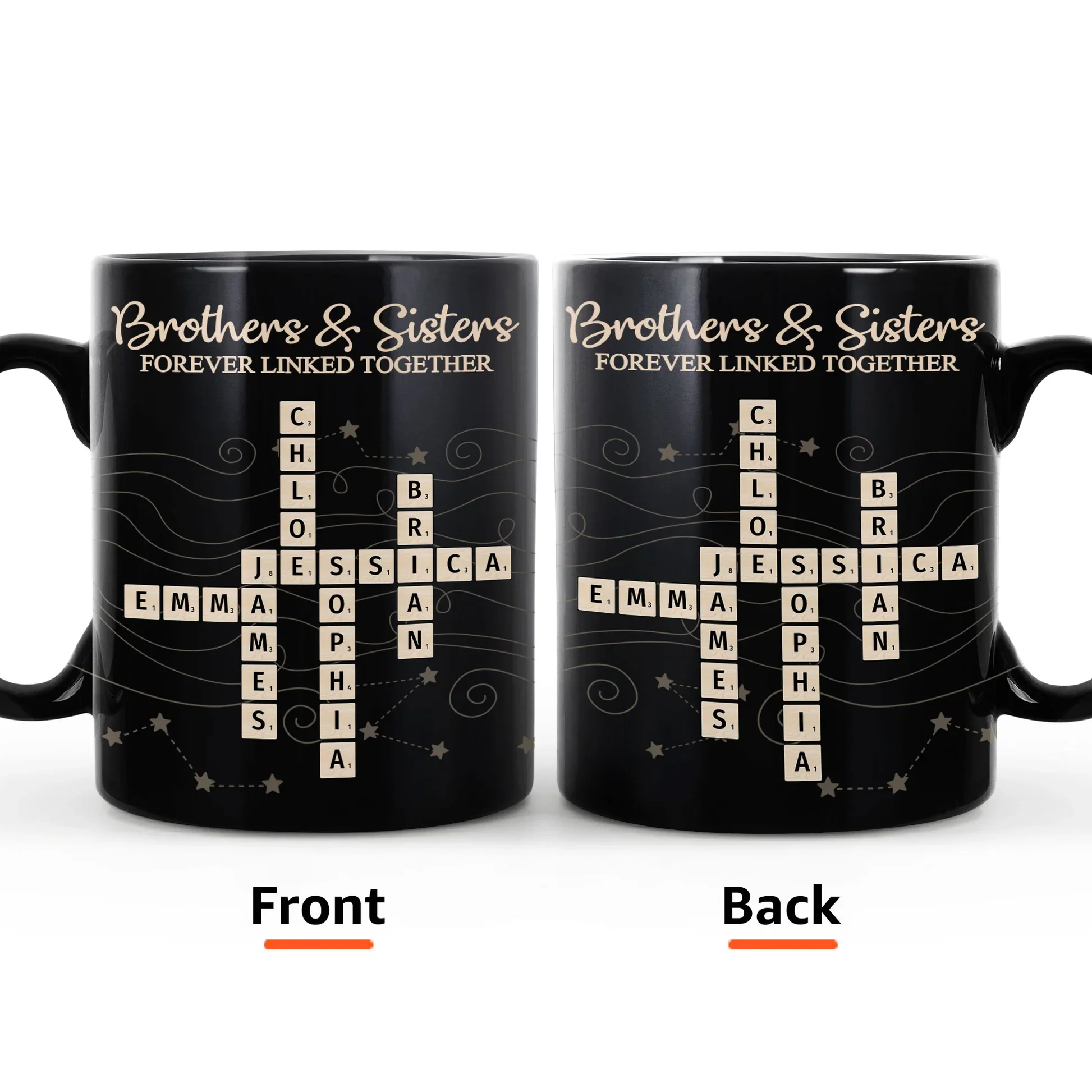 Full Color Mug with Brothers & Sisters Crossword Theme, High Clarity, Fun and Sentimental Gift for Family - Image 5