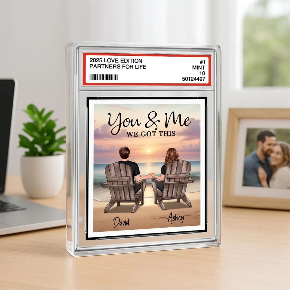 Rectangle Acrylic Block Plaque with Couple Beach Back View Design, High Clarity, Heartwarming Gift for Lovers - Image 3