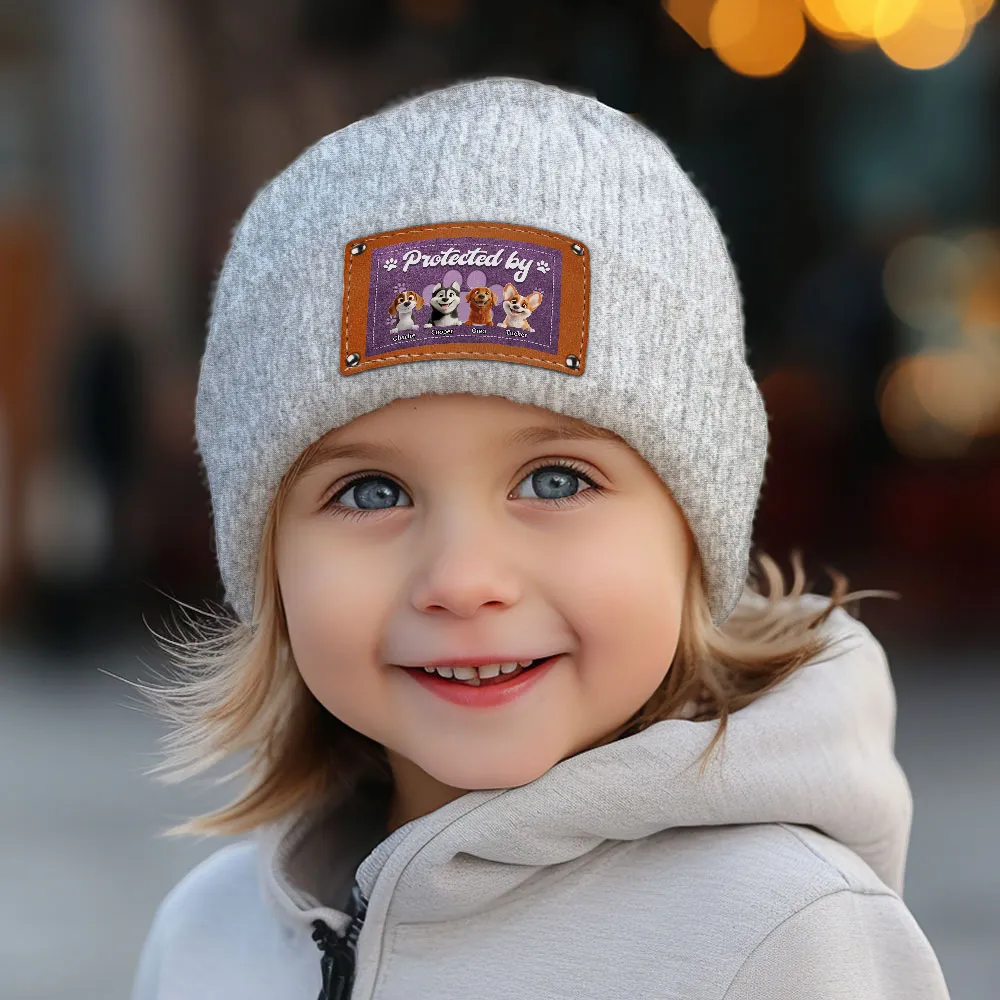 Leather Patch Beanie Hat with Pet Protector Design, High Clarity, Fun and Warm Gift for Winter - Image 5