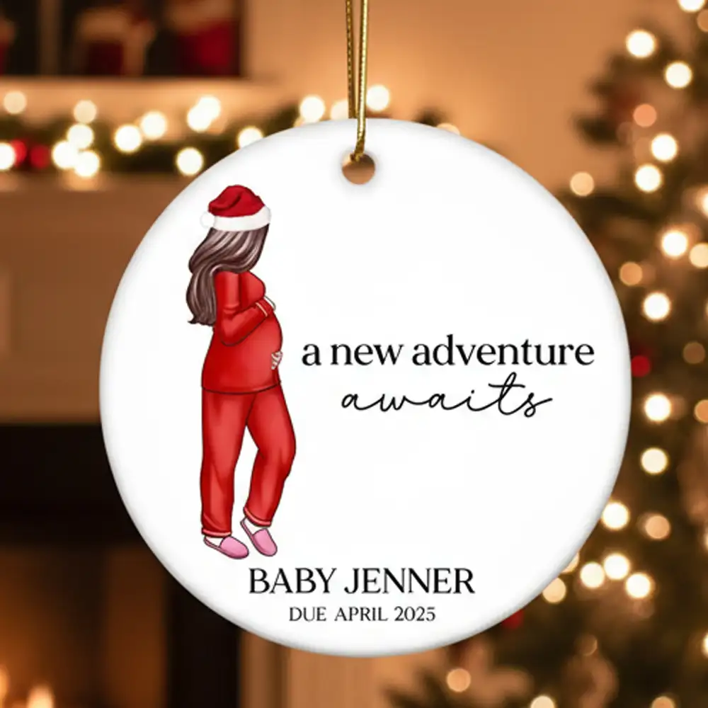 Personalized Ceramic Ornament for Mom-to-Be Christmas Keepsake