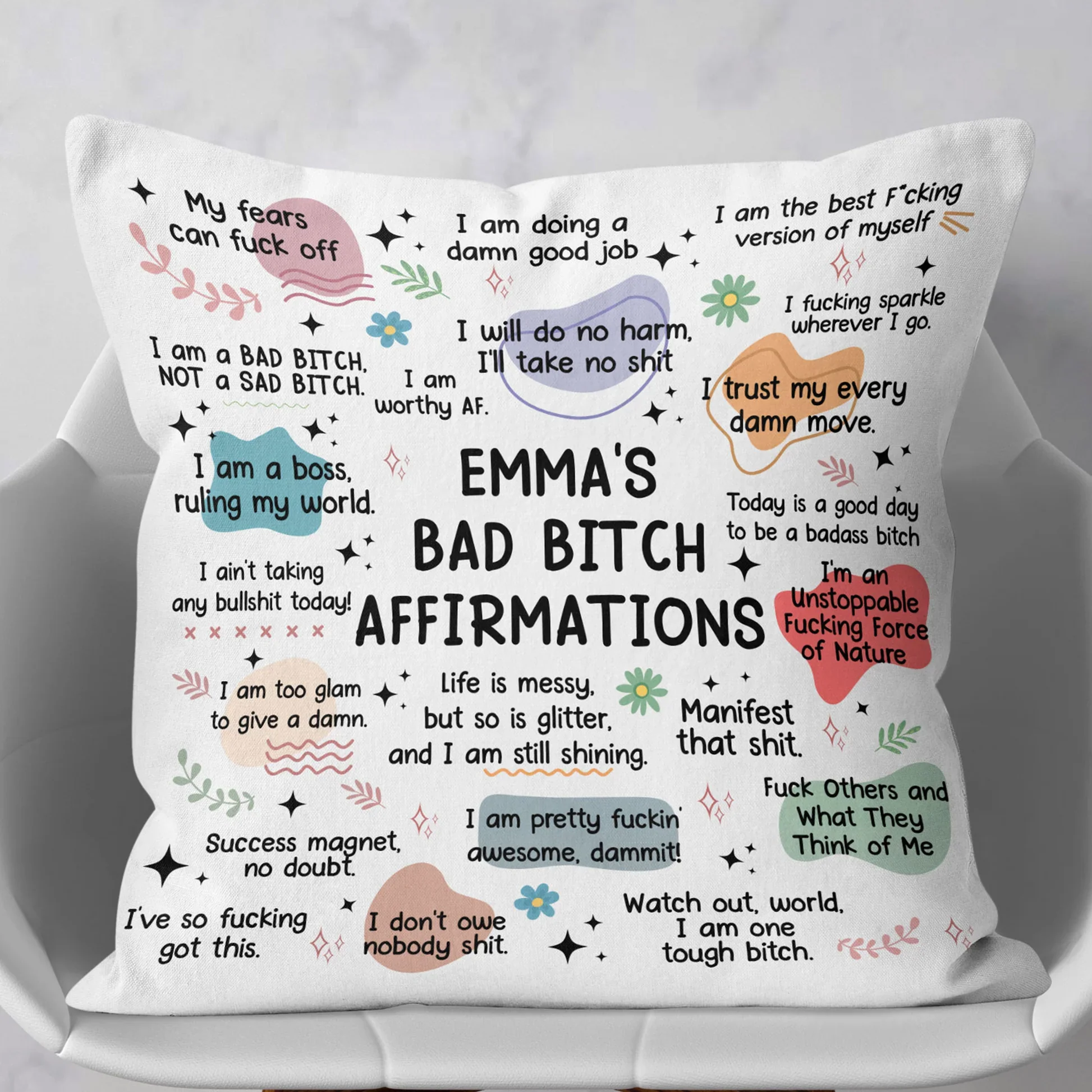 My Badass Affirmations Pillow - Self Gift, Gifts For Daughter, Friends - Personalized Pillow (Insert Included) - Image 2
