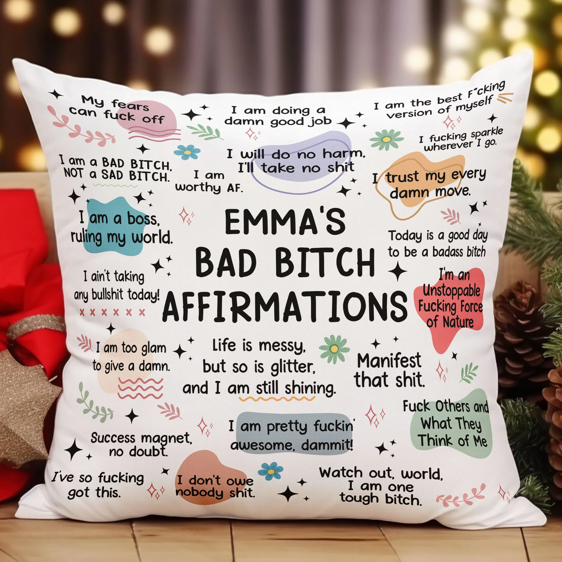 My Badass Affirmations Pillow - Self Gift, Gifts For Daughter, Friends - Personalized Pillow (Insert Included) - Image 3