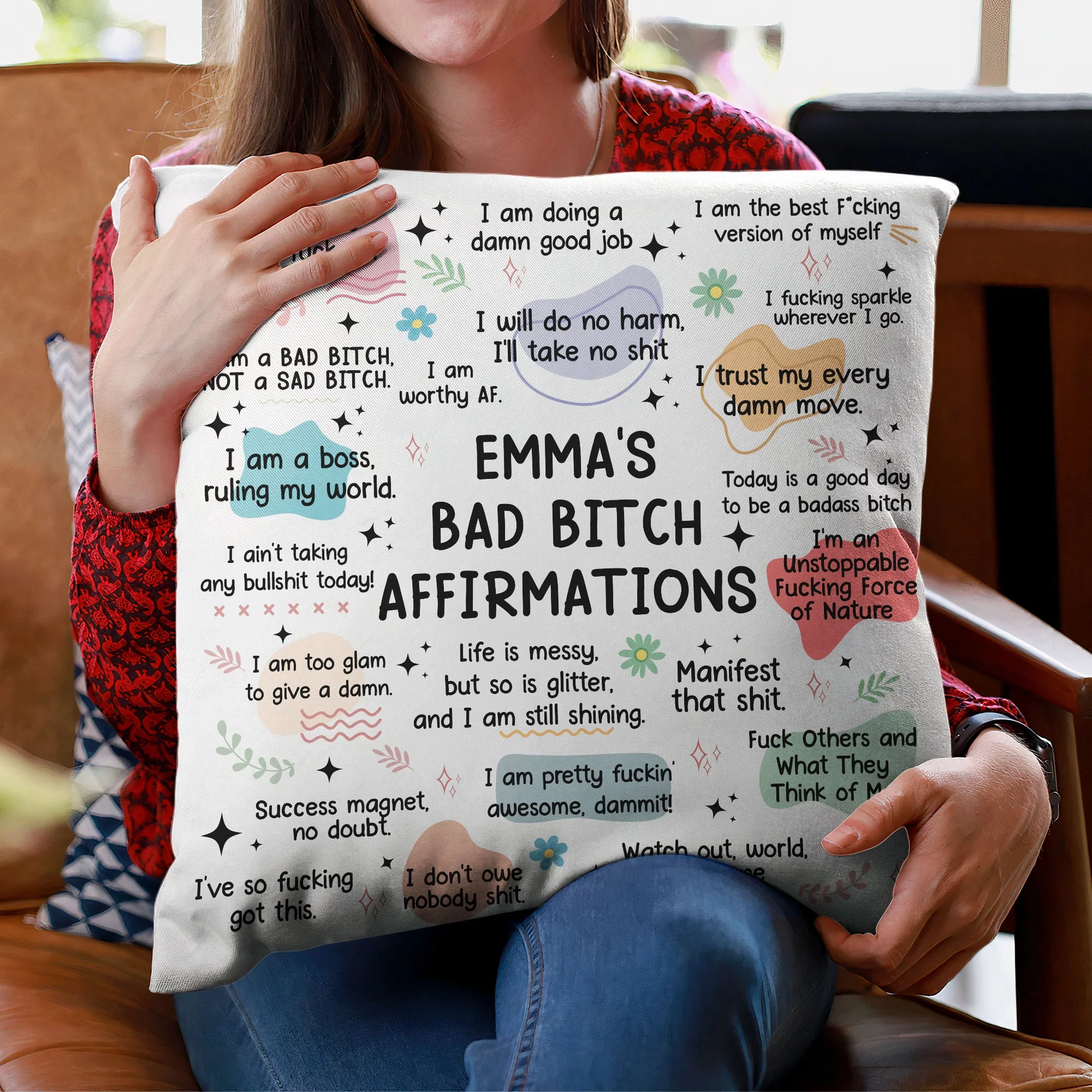 My Badass Affirmations Pillow - Self Gift, Gifts For Daughter, Friends - Personalized Pillow (Insert Included) - Image 4