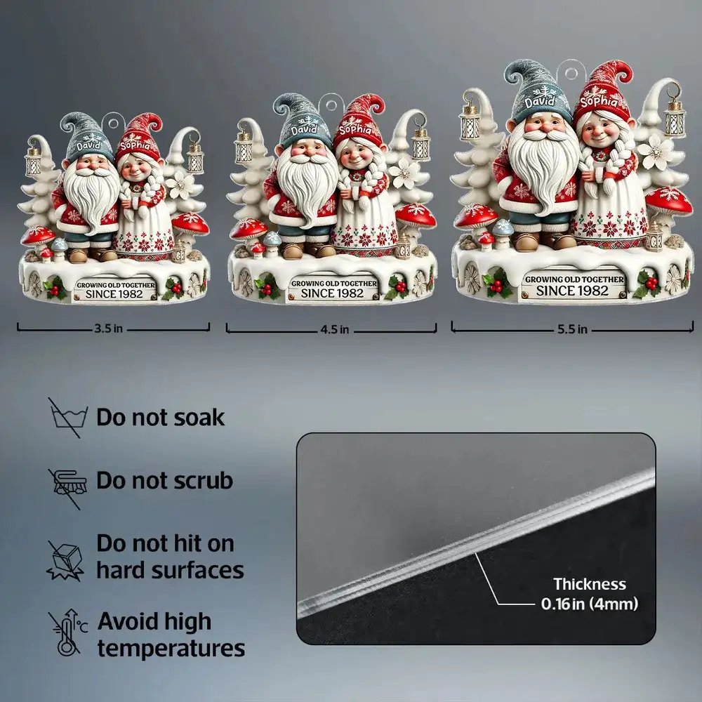 Personalized Christmas Ornament with Elderly Couple, Holiday Gift - Image 4