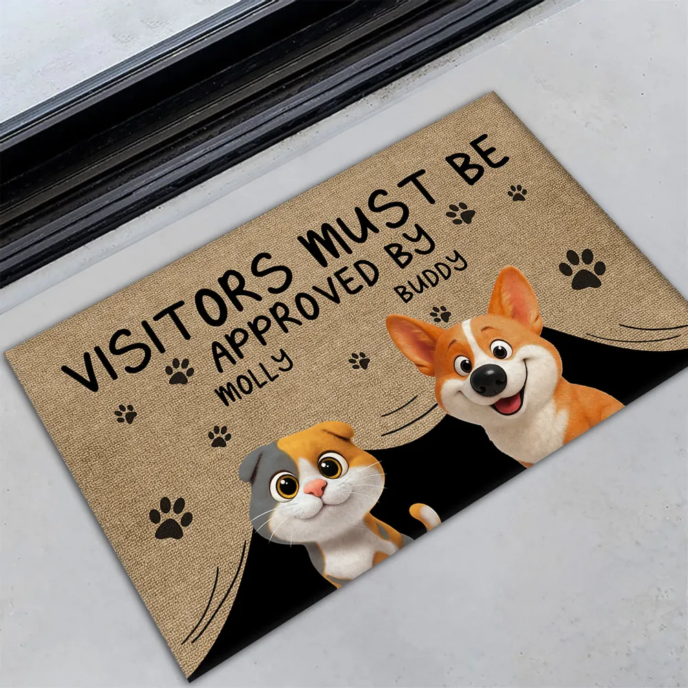Custom Doormat with Cat & Dog Cartoon Design for Pet Lovers - Image 3