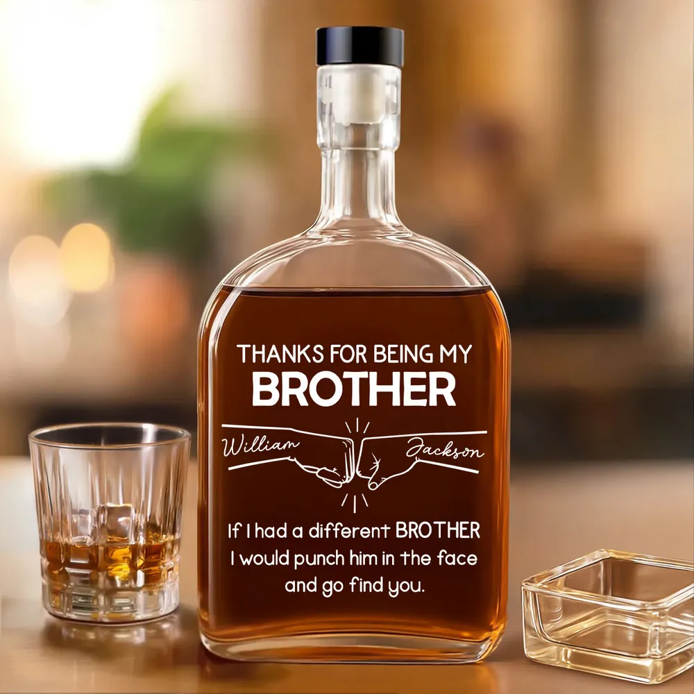 Glass Spirits Decanter with Brother Engraved Design, Heartfelt Gift Choice for Special Occasions