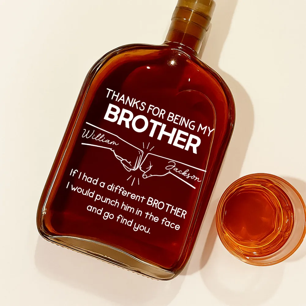 Glass Spirits Decanter with Brother Engraved Design, Heartfelt Gift Choice for Special Occasions - Image 2