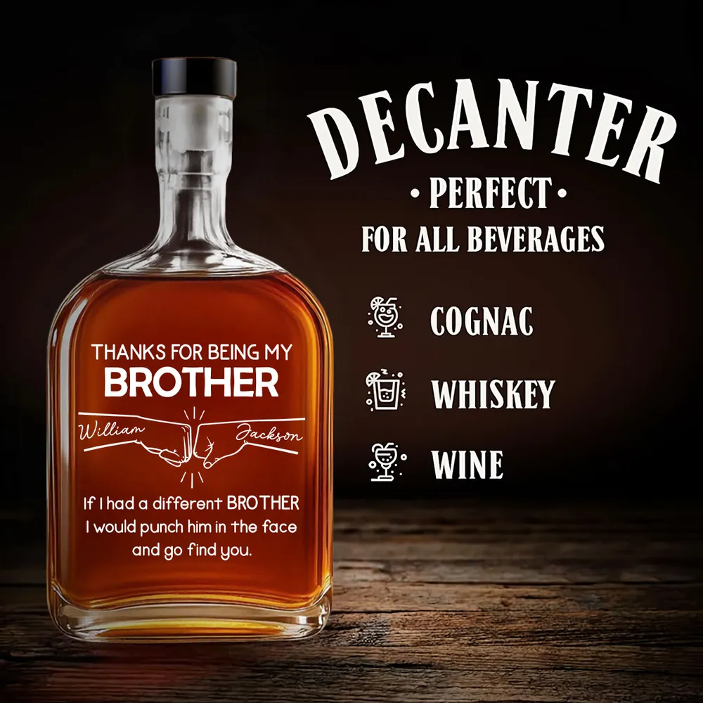 Glass Spirits Decanter with Brother Engraved Design, Heartfelt Gift Choice for Special Occasions - Image 5