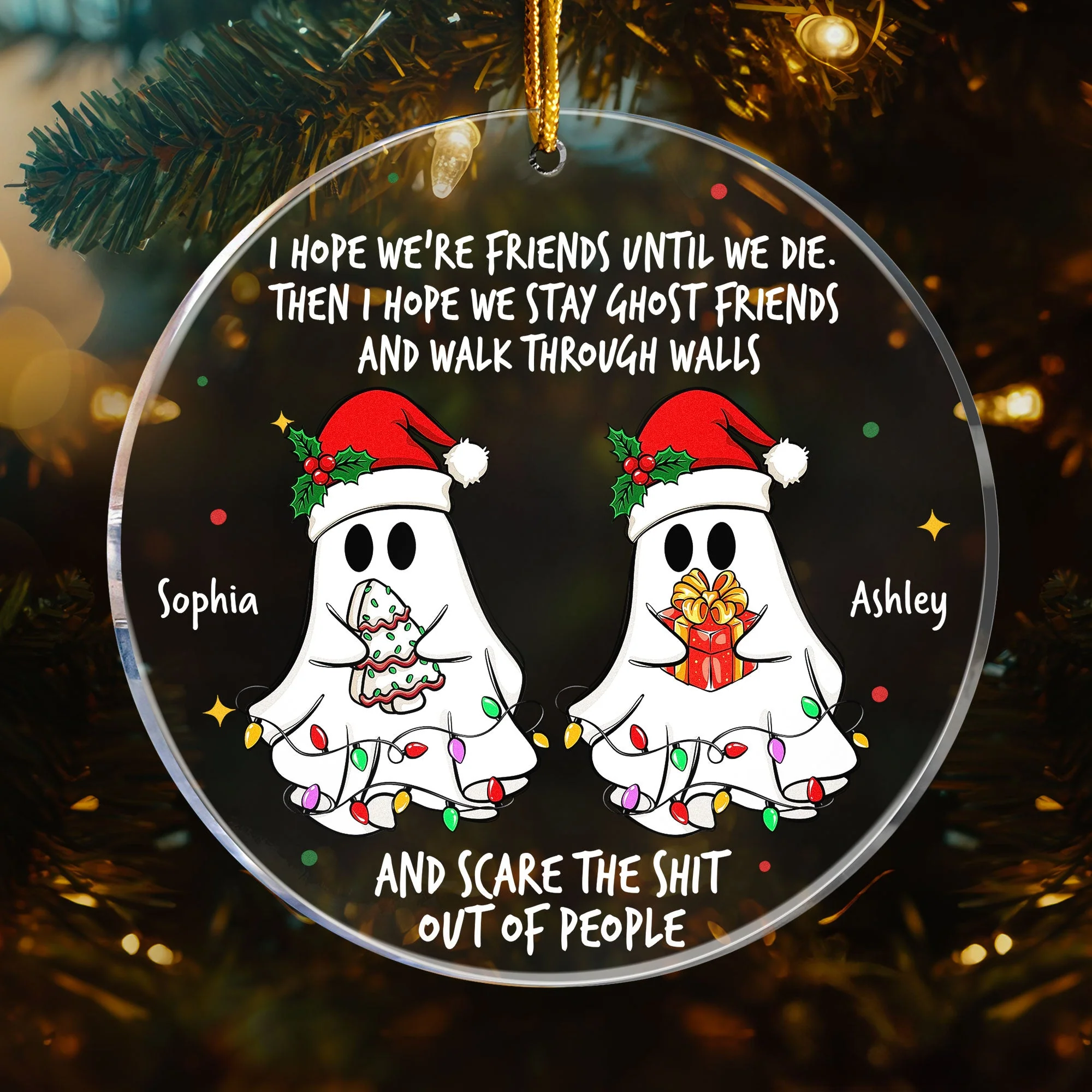 Funny Ghost Acrylic Ornament with Christmas Vibes, Best Friends Gift, Tree Hanging Decoration for Holiday Cheer, Perfect Gift - Image 2