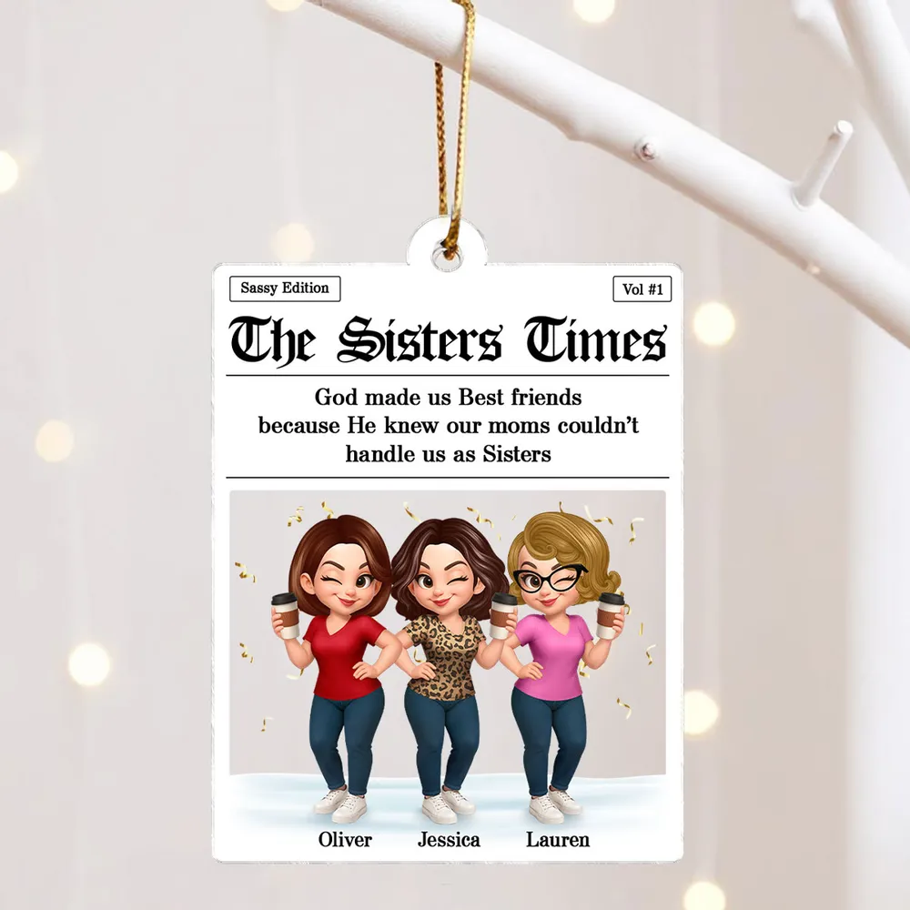 Best Friends Acrylic Ornament with Fun Newspaper-Style Illustration, Unique Design, Perfect Gift for Friendship - Image 5