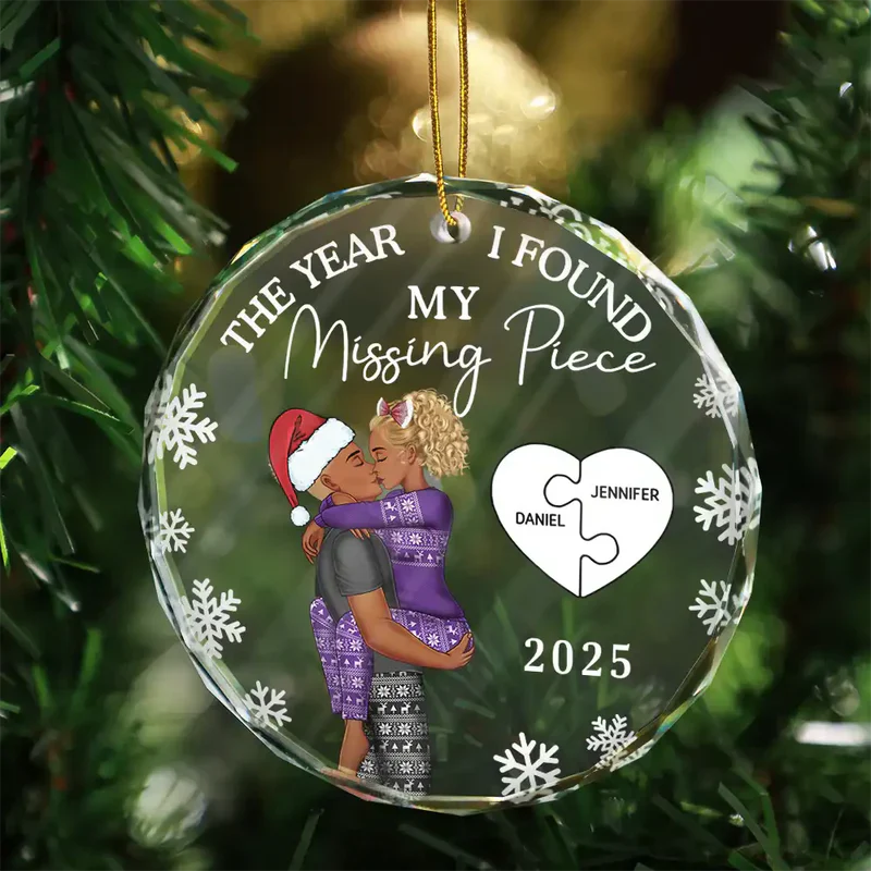 Crystal Ornament with Puzzle Love Design, Romantic Christmas Theme, Perfect Gift for Couples - Image 3