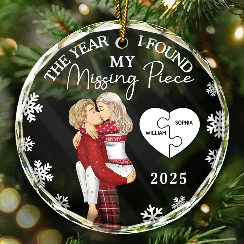 Crystal Ornament with Puzzle Love Design, Romantic Christmas Theme, Perfect Gift for Couples - Image 5
