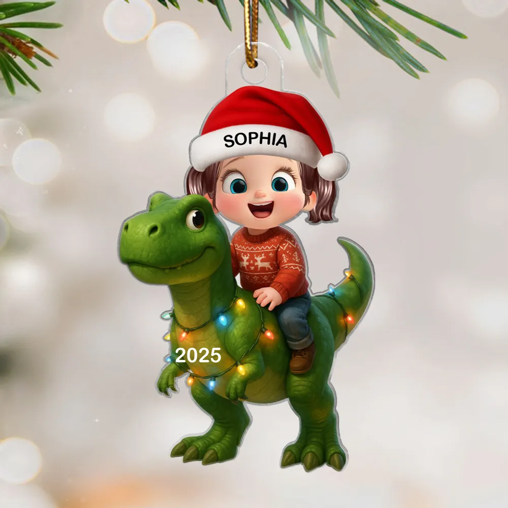 Acrylic Ornament Featuring Kid and Dinosaur Theme, Refined Texture, Perfect Collectible Gift for Children - Image 2