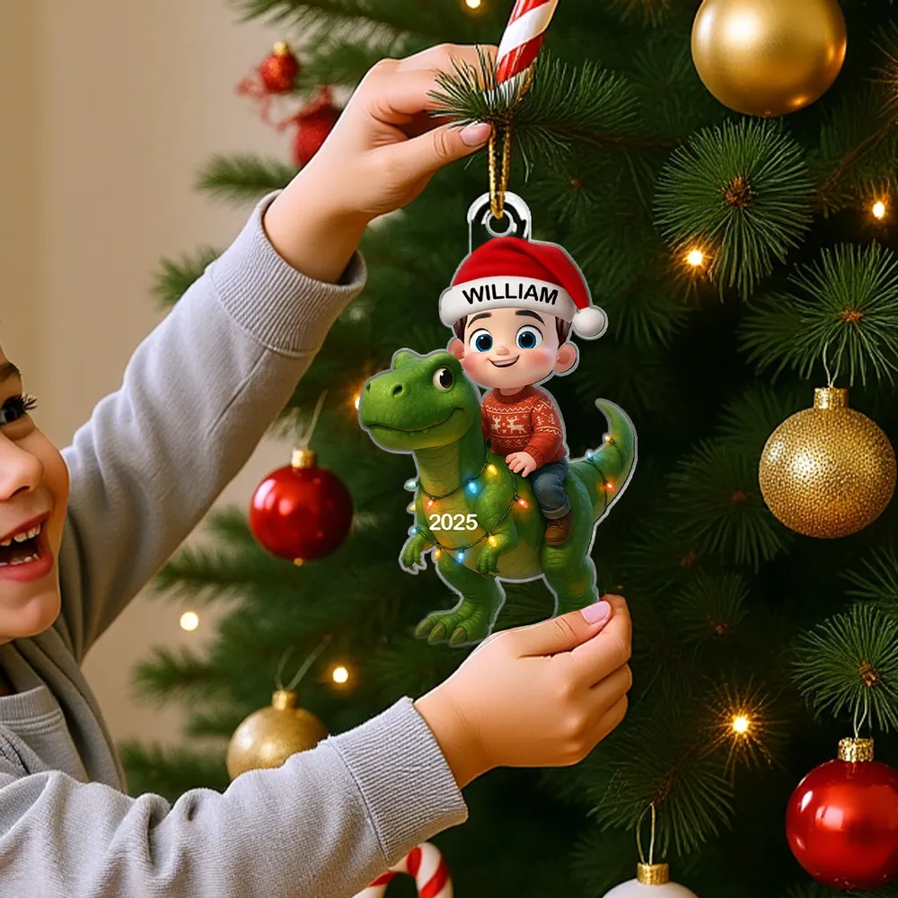 Acrylic Ornament Featuring Kid and Dinosaur Theme, Refined Texture, Perfect Collectible Gift for Children - Image 3