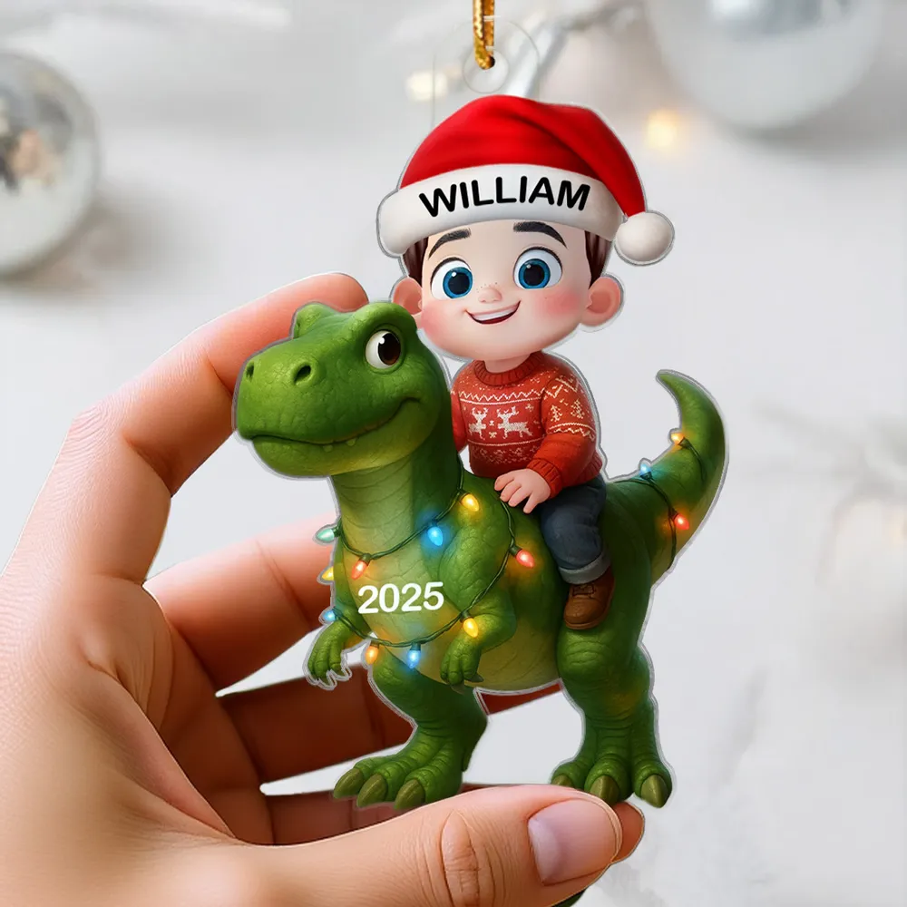 Acrylic Ornament Featuring Kid and Dinosaur Theme, Refined Texture, Perfect Collectible Gift for Children - Image 6