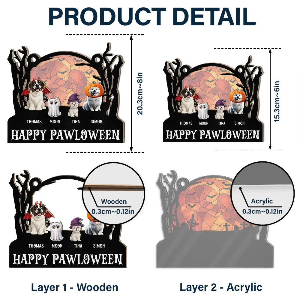 Halloween Pet-Themed Wood and Acrylic Ornament for Festive Décor, Perfect Gift Choice - Image 4