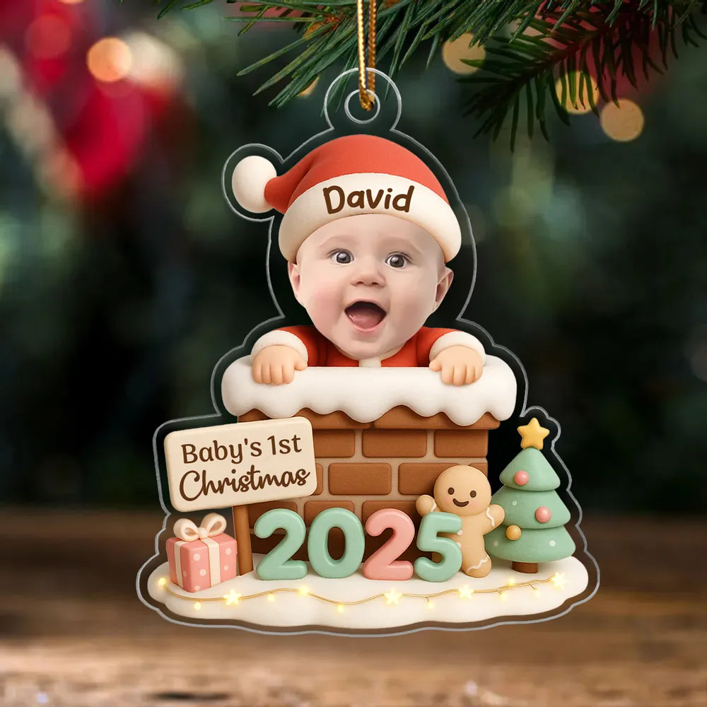 Personalized Baby's First Christmas Ornament with Photo Design - Image 5
