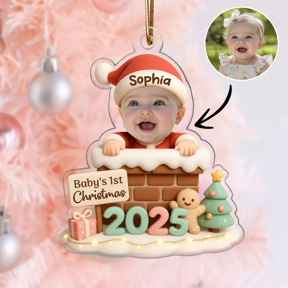 Personalized Baby's First Christmas Ornament with Photo Design - Image 6