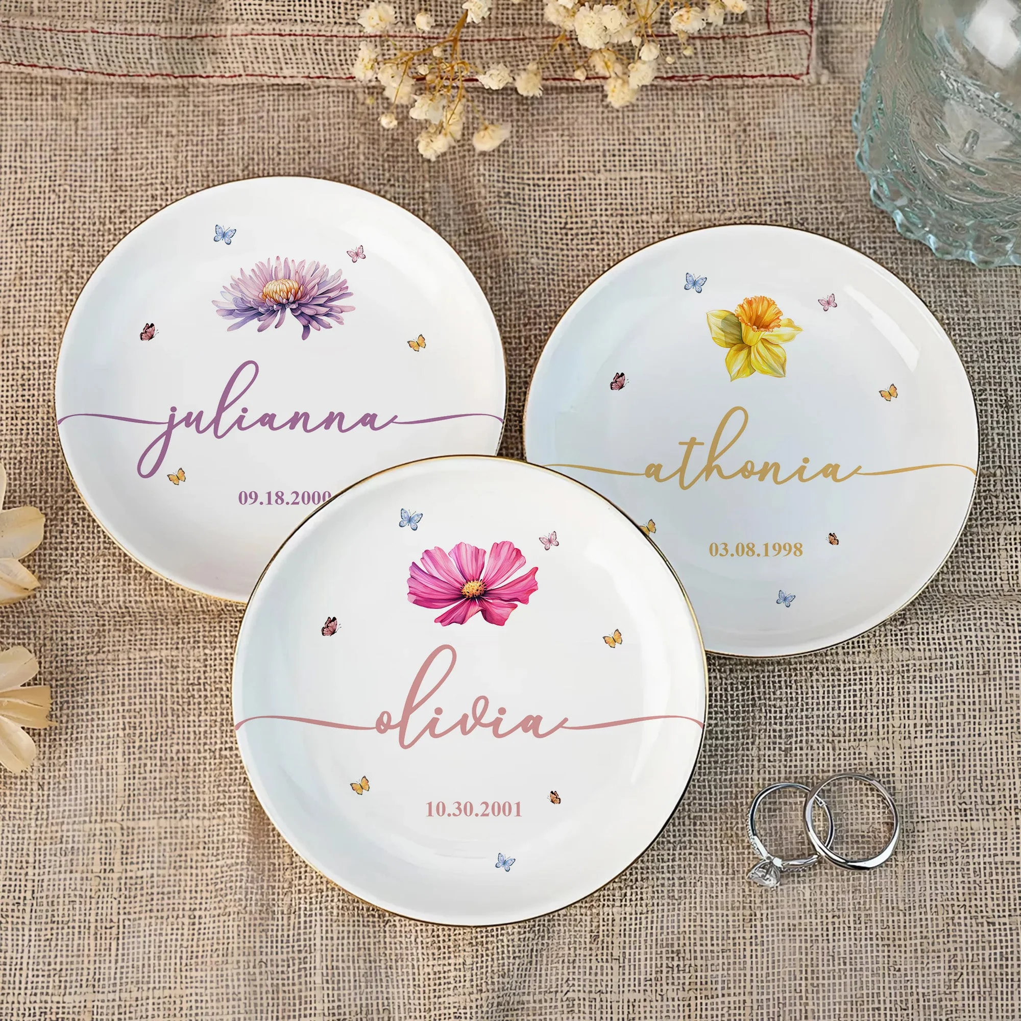 Custom Floral Jewelry Dish with Elegant Accents, Personalized Gift - Image 7