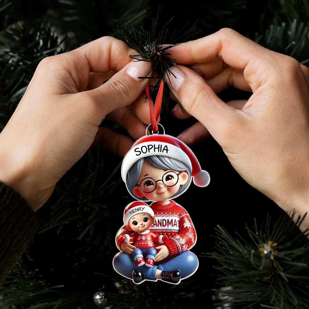 Acrylic Ornament with Grandma & Grandkid Hug Scene, Heartwarming Holiday Décor and Perfect Gift for Family - Image 5