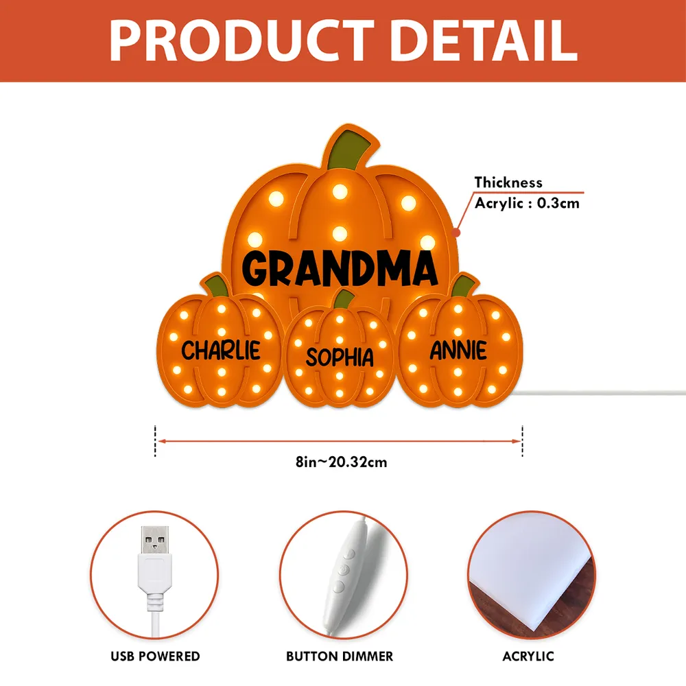 Acrylic Light Box with Pumpkin Design, Grandma-Inspired Theme and Perfect Holiday Gift - Image 5