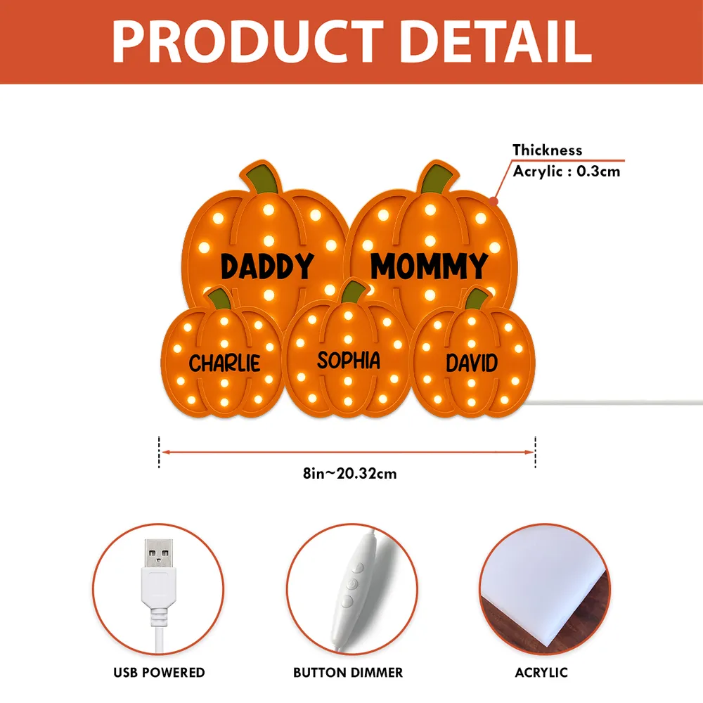 Pumpkin Acrylic Light Box Featuring Family Theme, Heartwarming Décor and Gift-Ready Accent for Parents - Image 5