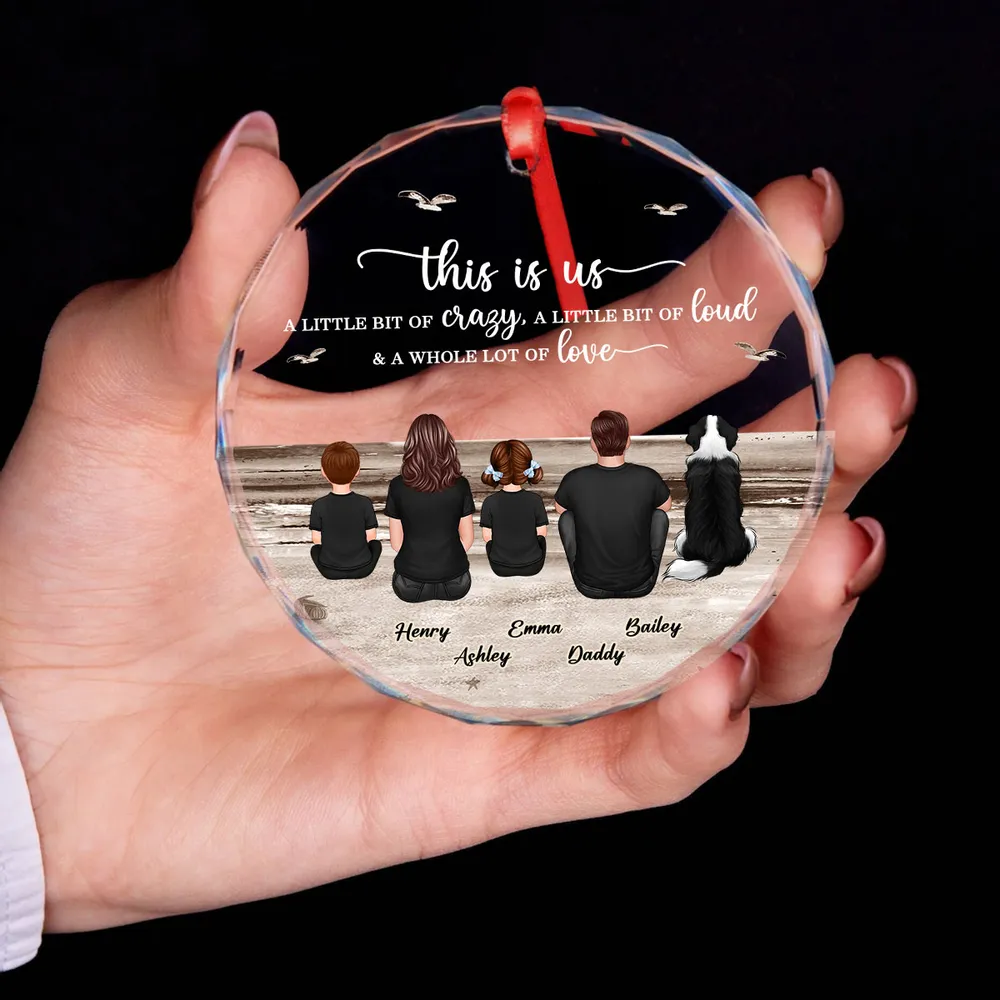Crystal Ornament with Family Back View and Beach Scene, A Heartwarming Gift for Loved Ones - Image 4