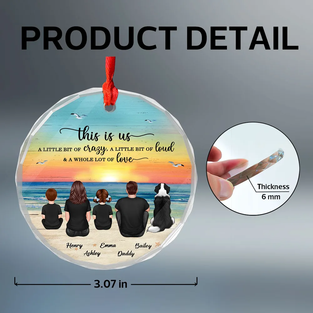 Crystal Ornament with Family Back View and Beach Scene, A Heartwarming Gift for Loved Ones - Image 7