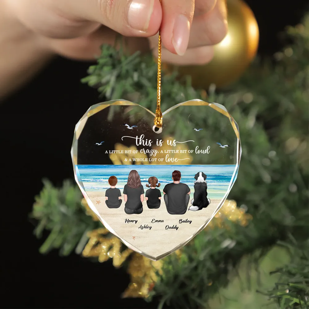 Crystal Heart Ornament with Family Beach Scene, A Heartwarming Gift for Loved Ones - Image 3