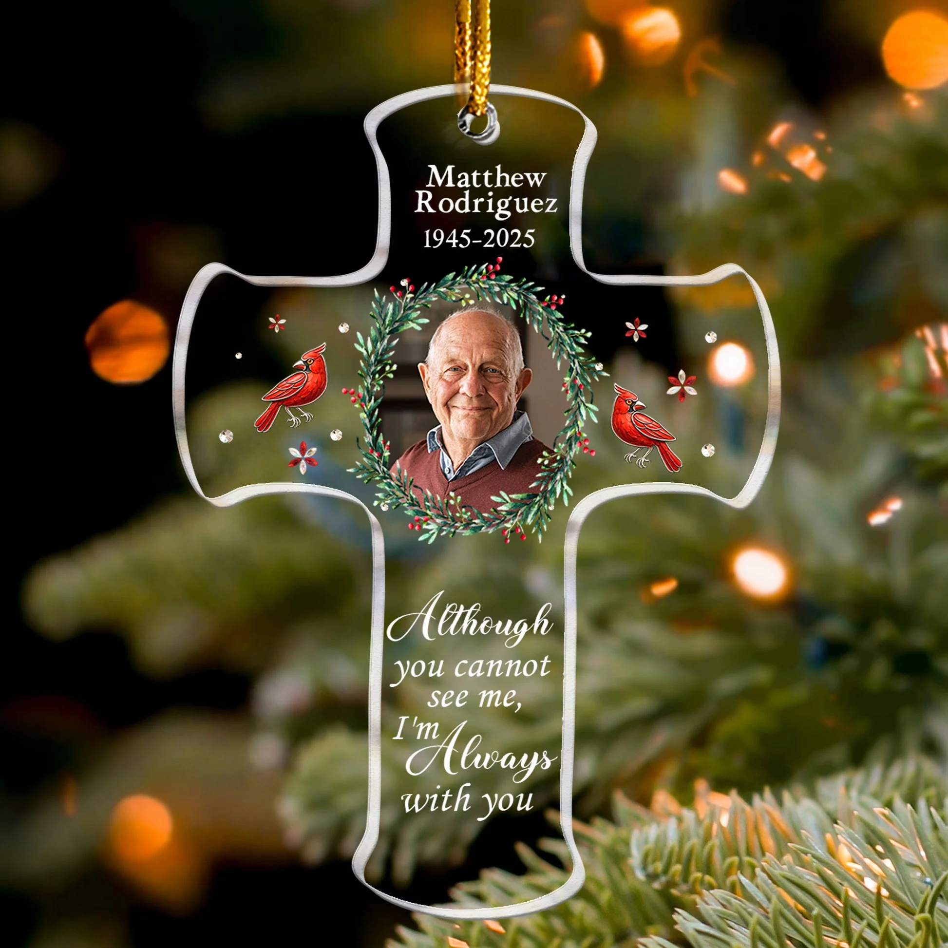 Memorial Cross Acrylic Ornament, In Loving Memory Keepsake - Christmas Gift for Family Remembrance - Image 3