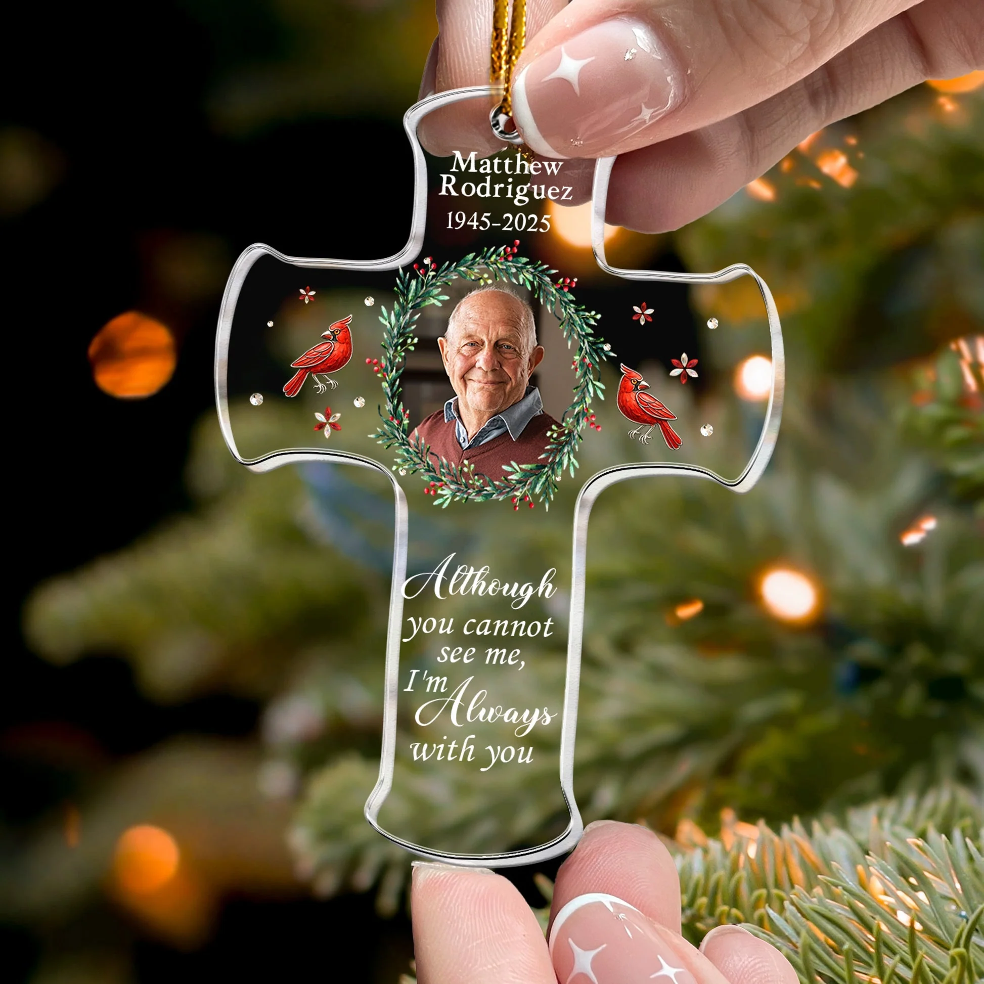 Memorial Cross Acrylic Ornament, In Loving Memory Keepsake - Christmas Gift for Family Remembrance - Image 4