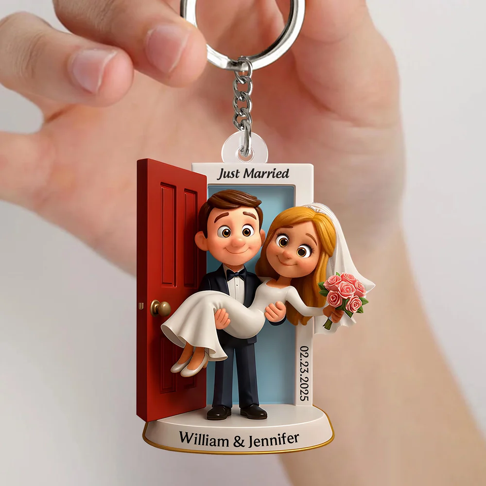 Just Married Acrylic Ornament, Groom Carrying Bride Design, Wedding Keepsake Gift - Image 2