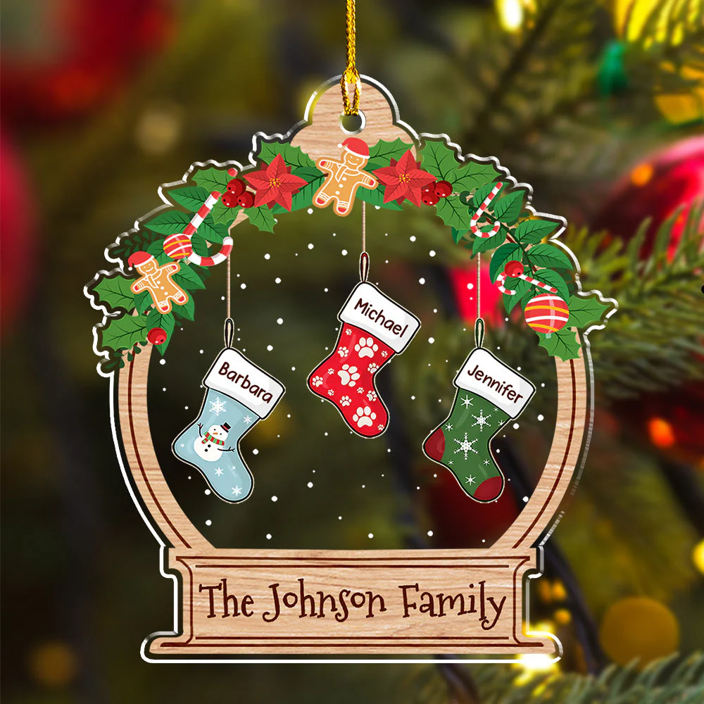 Family Stockings Acrylic Ornament, Christmas Tree Decoration, Heartwarming Gift - Image 6