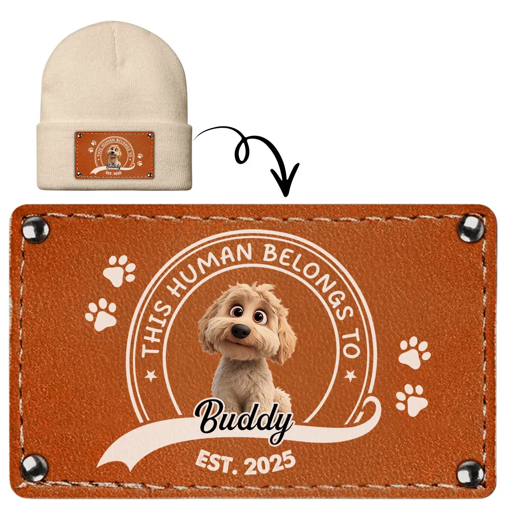 Leather Patch Beanie Hat with Dog Design, Cozy Warmth and Perfect Gift for Pet-Loving Families - Image 6