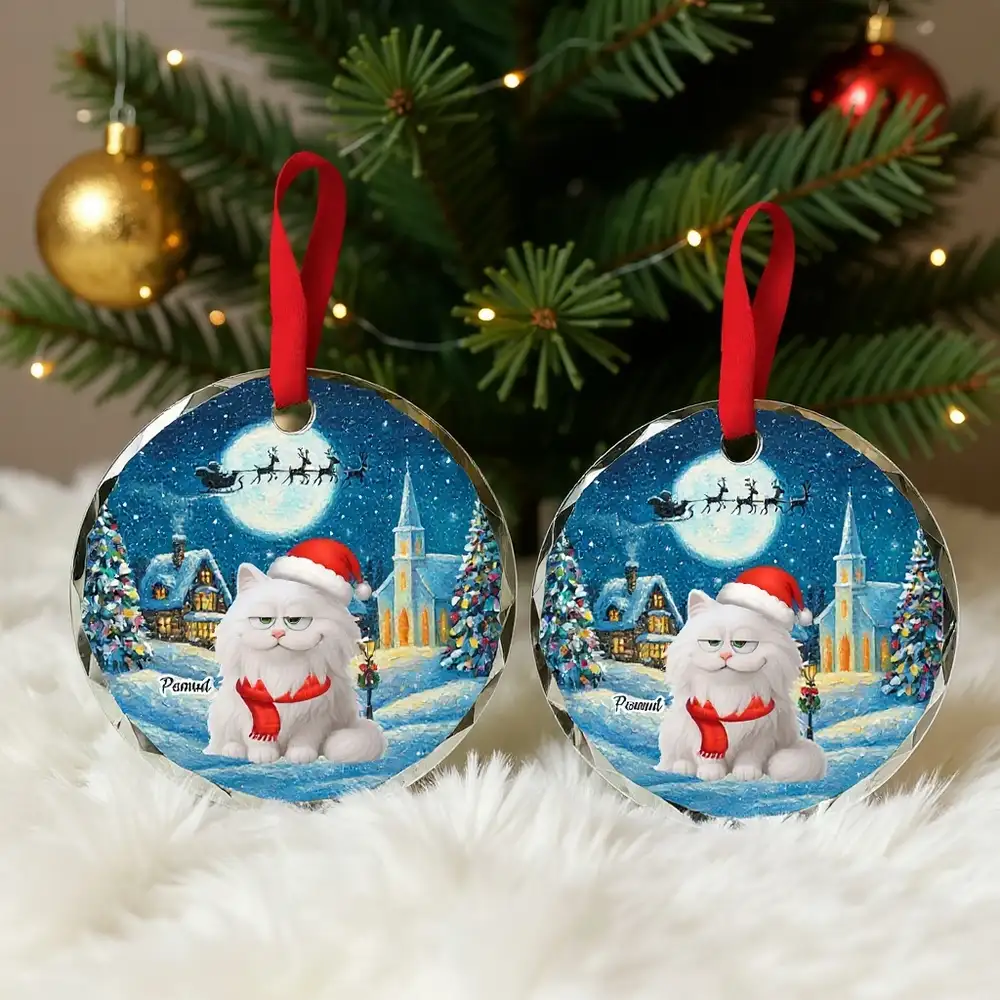 Christmas Cat Ornament, Personalized Design, Pet Lover Gift - Image 2