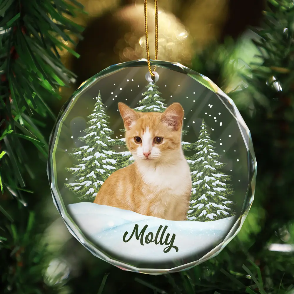 Crystal Ornament with Dog Portrait and Snowy Pine Scene, Festive Keepsake and Perfect Gift for Pet Lovers - Image 6