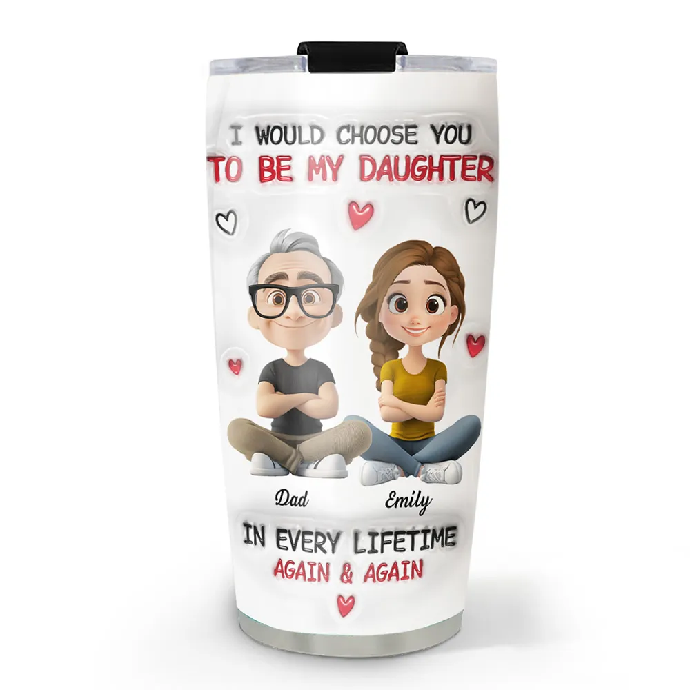 Insulated Travel Tumbler with Father & Daughter Illustration, A Heartwarming Gift for Everyday Use - Image 2