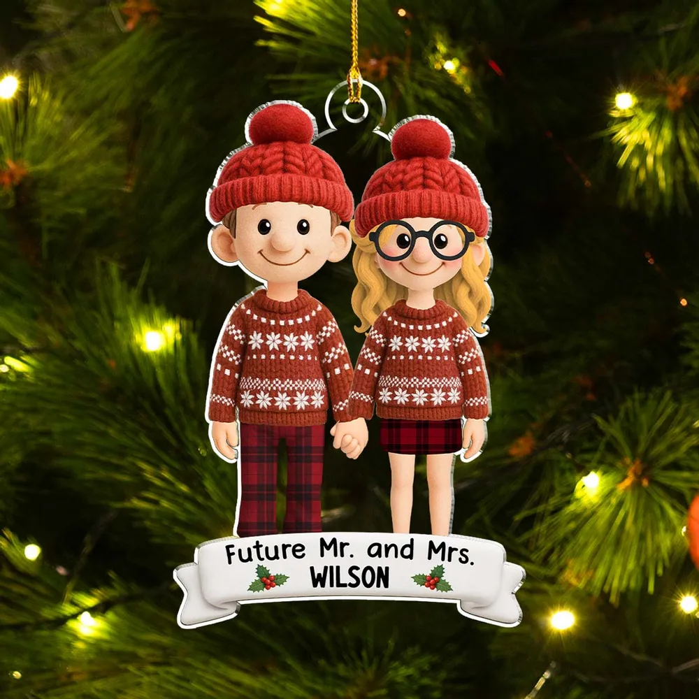 Christmas Acrylic Ornament with Couple Holding Hands, A Perfect Gift for Engagement Celebration - Image 2