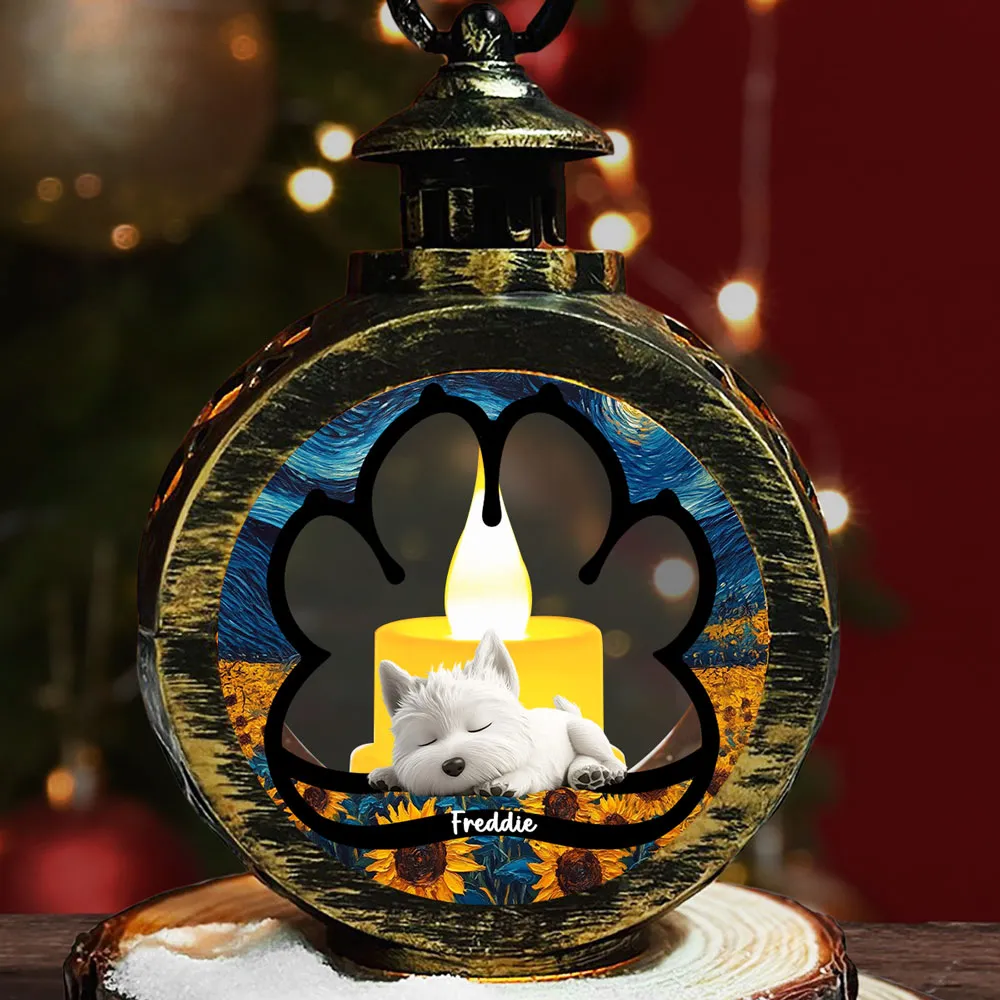 Personalized Pet Memorial Lantern Ornament - Sleeping Dog Design - Image 2
