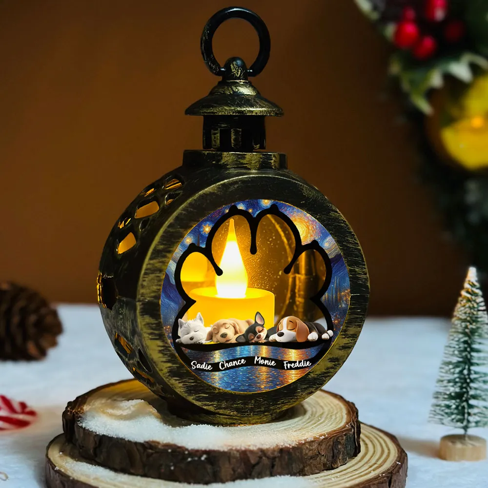 Personalized Pet Memorial Lantern Ornament - Sleeping Dog Design - Image 6