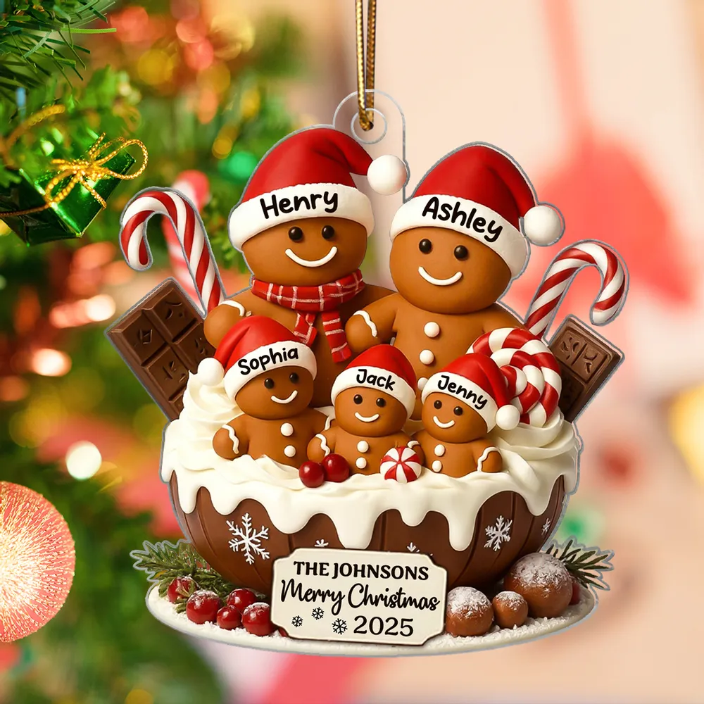 Acrylic Ornament with Gingerbread Family Design, Perfect Christmas Gift for Warm Holiday Memories - Image 4
