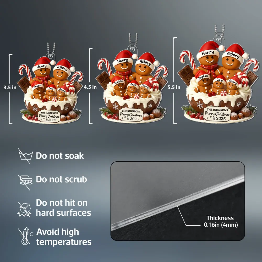 Acrylic Ornament with Gingerbread Family Design, Perfect Christmas Gift for Warm Holiday Memories - Image 7